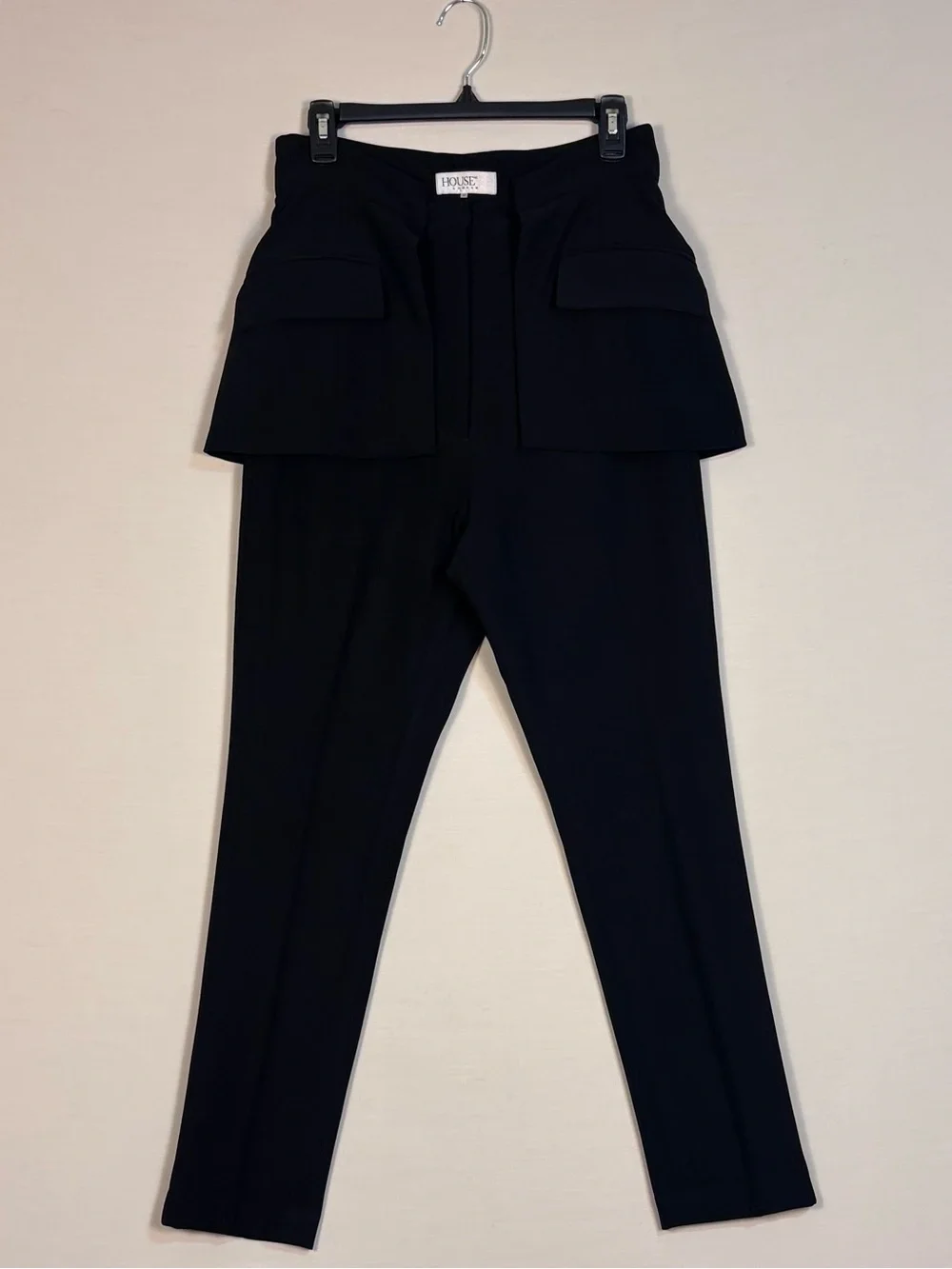 House of CB Alicia Black Peplum Overlay Tapered Pants Size Medium